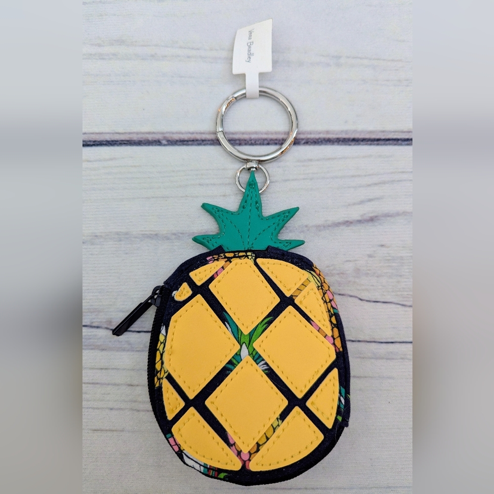 🍍NWT Vera Bradley Pineapple Toucan Party Bag Charm Zip Coin Pouch🍍